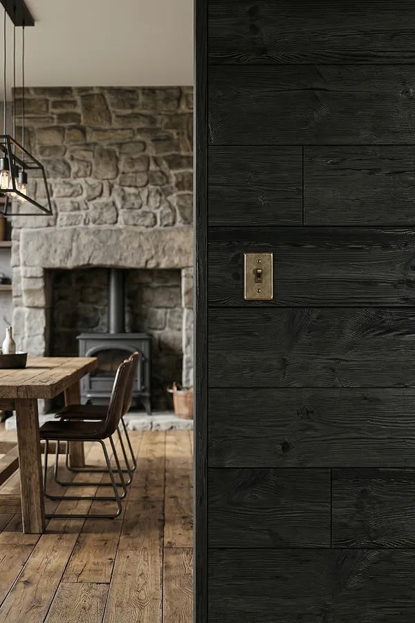 Black Old Wood — schwarze Altholz-Wandpaneele