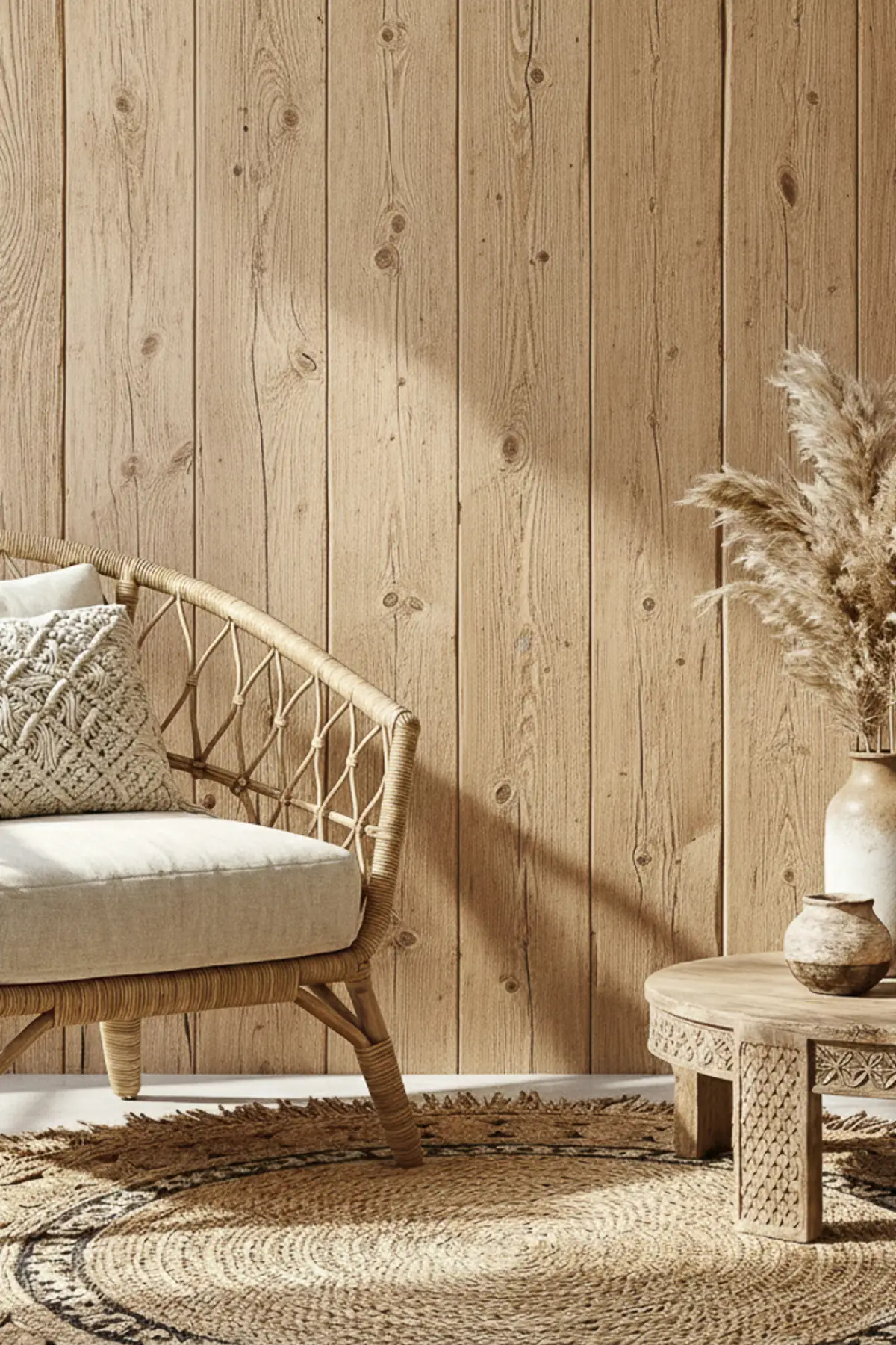 Natural Oak Wandpaneele: Visualisierung im Interieur